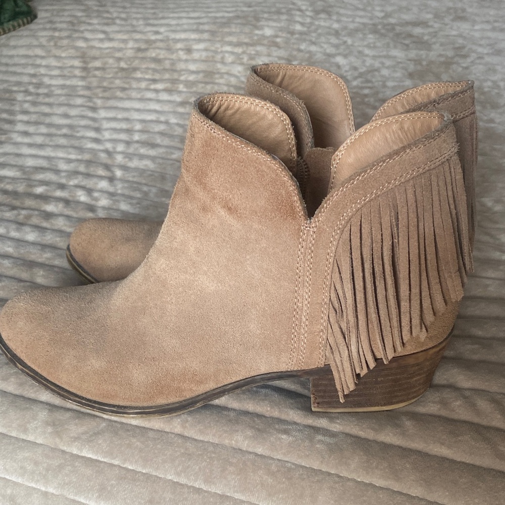 Lucky Brand Fringe Suede Ankle Booties